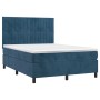 Box spring bed with mattress and LED dark blue velvet 140x190 cm by , Beds and slatted bases - Ref: Foro24-3136243, Price: 50...
