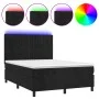 Box spring bed with mattress and LED black velvet 140x190 cm by , Beds and slatted bases - Ref: Foro24-3136241, Price: 461,26...