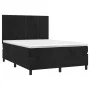 Box spring bed with mattress and LED black velvet 140x190 cm by , Beds and slatted bases - Ref: Foro24-3136241, Price: 461,26...