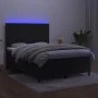 Box spring bed with mattress and LED black velvet 140x190 cm by , Beds and slatted bases - Ref: Foro24-3136241, Price: 461,26...