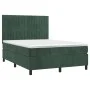 Box spring bed with mattress and LED dark green velvet 140x200cm by , Beds and slatted bases - Ref: Foro24-3136248, Price: 50...