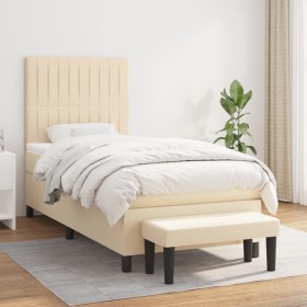 Boxspringbett mit cremefarbener Stoffmatratze 100x200 cm von , Betten und Lattenroste - Ref: Foro24-3136738, Preis: 372,45 €,...