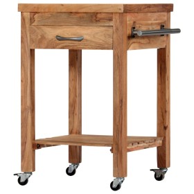 Carrito de cocina de madera maciza de acacia 58x58x89 cm
