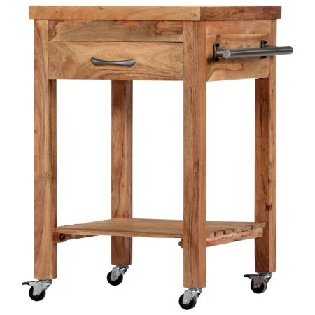 Carrito de cocina de madera maciza de acacia 58x58x89 cm