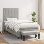 Box spring bed with light gray fabric mattress 100x200 cm by , Beds and slatted bases - Ref: Foro24-3136733, Price: 358,33 €,...