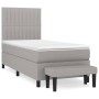 Box spring bed with light gray fabric mattress 100x200 cm by , Beds and slatted bases - Ref: Foro24-3136733, Price: 362,12 €,...