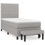Box spring bed with light gray fabric mattress 100x200 cm by , Beds and slatted bases - Ref: Foro24-3136733, Price: 358,33 €,...