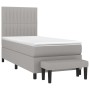 Box spring bed with light gray fabric mattress 100x200 cm by , Beds and slatted bases - Ref: Foro24-3136733, Price: 362,12 €,...