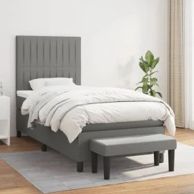 Box spring bed with dark gray fabric mattress 80x200 cm by , Beds and slatted bases - Ref: Foro24-3136710, Price: 380,23 €, D...