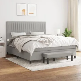 Box spring bed with light gray fabric mattress 160x200 cm by , Beds and slatted bases - Ref: Foro24-3136765, Price: 575,91 €,...