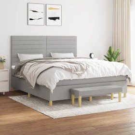 Box spring bed with light gray fabric mattress 160x200 cm by , Beds and slatted bases - Ref: Foro24-3137245, Price: 589,52 €,...