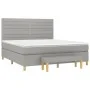 Box spring bed with light gray fabric mattress 160x200 cm by , Beds and slatted bases - Ref: Foro24-3137245, Price: 586,95 €,...