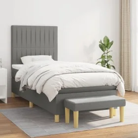 Box spring bed with dark gray fabric mattress 80x200 cm by , Beds and slatted bases - Ref: Foro24-3137270, Price: 365,03 €, D...