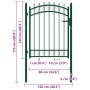 Puerta de valla con picos acero verde 100x125 cm