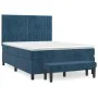 Box spring bed with dark blue velvet mattress 140x200 cm by , Beds and slatted bases - Ref: Foro24-3137969, Price: 522,21 €, ...