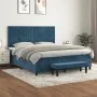 Box spring bed with dark blue velvet mattress 180x200 cm by , Beds and slatted bases - Ref: Foro24-3137981, Price: 698,70 €, ...
