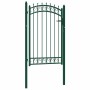 Puerta de valla con picos acero verde 100x150 cm