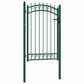 Puerta de valla con picos acero verde 100x150 cm