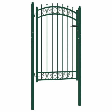 Puerta de valla con picos acero verde 100x150 cm