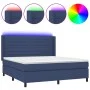 Box spring bed mattress and LED lights blue fabric 160x200 cm by , Beds and slatted bases - Ref: Foro24-3138411, Price: 554,1...