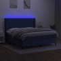Box spring bed mattress and LED lights blue fabric 160x200 cm by , Beds and slatted bases - Ref: Foro24-3138411, Price: 549,6...