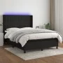 Cama box spring colchón y luces LED tela negro 140x200 cm de , Camas y somieres - Ref: Foro24-3138479, Precio: 512,77 €, Desc...