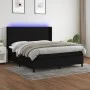Box spring bed mattress and LED lights black fabric 160x200 cm by , Beds and slatted bases - Ref: Foro24-3138487, Price: 584,...