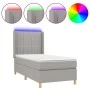 Box spring bed mattress and LED lights light gray fabric 80x200 cm by , Beds and slatted bases - Ref: Foro24-3138989, Price: ...