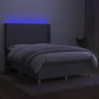Box spring bed mattress and LED lights light gray fabric 140x190 cm by , Beds and slatted bases - Ref: Foro24-3139029, Price:...