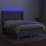 Box spring bed mattress and LED lights light gray fabric 140x190 cm by , Beds and slatted bases - Ref: Foro24-3139029, Price:...