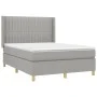 Box spring bed mattress and LED lights light gray fabric 140x190 cm by , Beds and slatted bases - Ref: Foro24-3139029, Price:...