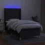 Box spring bed mattress and LED lights black fabric 100x200 cm by , Beds and slatted bases - Ref: Foro24-3139015, Price: 349,...