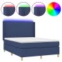 Box spring bed mattress and LED lights blue fabric 140x200 cm by , Beds and slatted bases - Ref: Foro24-3139043, Price: 499,2...