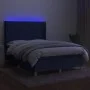Box spring bed mattress and LED lights blue fabric 140x200 cm by , Beds and slatted bases - Ref: Foro24-3139043, Price: 499,2...