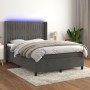 Box spring bed with mattress and LED dark gray velvet 140x190 cm by , Beds and slatted bases - Ref: Foro24-3139680, Price: 50...