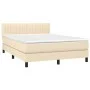 Box spring bed with cream fabric mattress 140x200 cm by , Beds and slatted bases - Ref: Foro24-3140222, Price: 432,05 €, Disc...