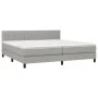 Cama box spring con colchón tela gris claro 200x200 cm de , Camas y somieres - Ref: Foro24-3140241, Precio: 586,50 €, Descuen...