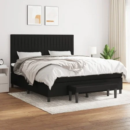 Box spring bed with black fabric mattress 160x200 cm by , Beds and slatted bases - Ref: Foro24-3136767, Price: 630,00 €, Disc...