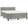 Box spring bed with light gray velvet mattress 140x190 cm by , Beds and slatted bases - Ref: Foro24-3141419, Price: 434,86 €,...