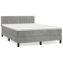 Boxspringbett mit hellgrauer Samtmatratze 140x190 cm von , Betten und Lattenroste - Ref: Foro24-3141419, Preis: 452,55 €, Rab...