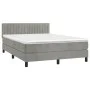 Box spring bed with light gray velvet mattress 140x190 cm by , Beds and slatted bases - Ref: Foro24-3141419, Price: 434,86 €,...