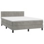 Boxspringbett mit hellgrauer Samtmatratze 140x200 cm von , Betten und Lattenroste - Ref: Foro24-3141425, Preis: 455,32 €, Rab...