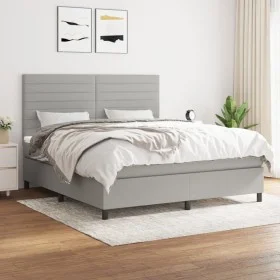Box spring bed with light gray fabric mattress 160x200 cm by , Beds and slatted bases - Ref: Foro24-3141865, Price: 557,66 €,...