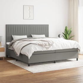 Cama box spring con colchón tela gris oscuro 200x200 cm