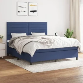 Box spring bed with blue fabric mattress 160x200 cm by , Beds and slatted bases - Ref: Foro24-3141871, Price: 528,35 €, Disco...
