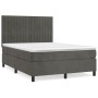 Box spring bed with dark gray velvet mattress 140x200 cm by , Beds and slatted bases - Ref: Foro24-3143146, Price: 486,66 €, ...