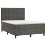 Box spring bed with dark gray velvet mattress 140x200 cm by , Beds and slatted bases - Ref: Foro24-3143146, Price: 486,66 €, ...