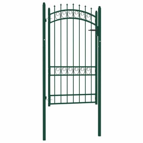 Puerta de valla con picos acero verde 100x175 cm