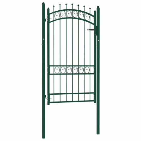 Puerta de valla con picos acero verde 100x175 cm