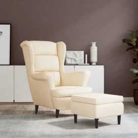 Ohrensessel und Hocker aus cremefarbenem Samt von , Sessel - Ref: Foro24-3115940, Preis: 286,32 €, Rabatt: %